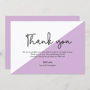 シンプル紫の白モダン赤ちゃんシャワー 招待状