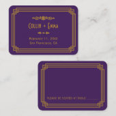 シンプル紫アールデコ結婚座席表 プレイスカード (正面/裏面)