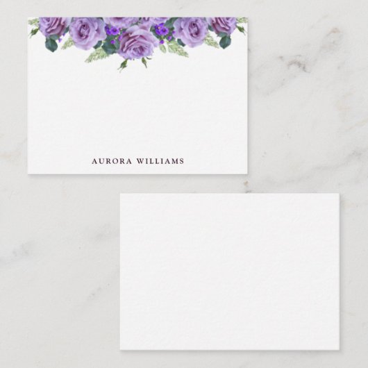 シンプル紫エレガントフローラ文房具 ノートカード (正面/裏面)