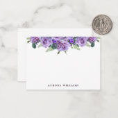 シンプル紫エレガントフローラ文房具 ノートカード (正面/裏面インサイチュ)