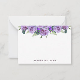 シンプル紫エレガントフローラ文房具 ノートカード