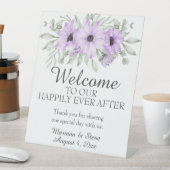 シンプル紫エレガントフローラ結婚ズ 台座サイン (インサイチュ)