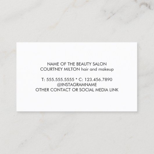 シンプル紫エレガントホワイト美しいサロン ロイヤリティカード (裏面)