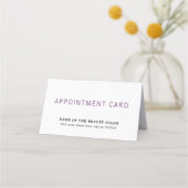 シンプル紫エレガントホワイト美しいサロン 予約カード (正面)