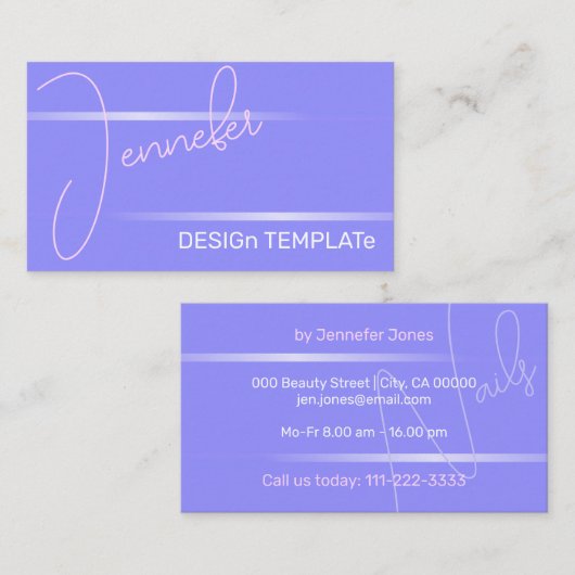 シンプル紫エレガント線シグアンチャーラグジュアリー 名刺 (正面/裏面)