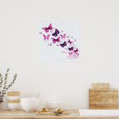 シンプル紫エレガント蝶 |ポスター ポスター (キッチン)