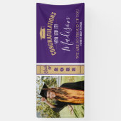 シンプル紫エレガント1写真卒業バナー 横断幕 (縦)