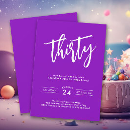 シンプル紫カラフル30はっきりした歳のパーティー 招待状