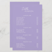 シンプル紫コンテンポラリーモダン価格表 (正面/裏面)