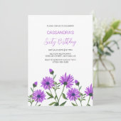 シンプル紫ゼランセムフローラ誕生会 招待状 (スタンド正面)