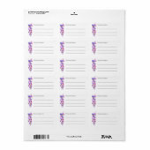 シンプル紫フローラ水の色結婚の出荷 ラベル (フルシート)