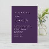 シンプル紫ブラック&ホワイトミニマエレガントリスト 招待状 (スタンド正面)