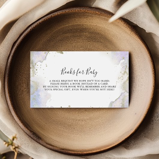 シンプル紫ミニマリスト赤ちゃんシャワーブックリクエスト エンクロージャーカード