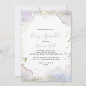 シンプル紫ミニマルベビー散布 招待状 (正面)