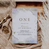 シンプル紫ミニマル第一誕生日パーティー 招待状