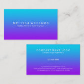 シンプル紫モダンから青の白のアグラデーションクセント 名刺 (正面/裏面)