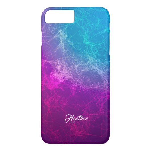 シンプル紫モダンと青のポリゴン背景 Case-Mate iPhoneケース (裏面)