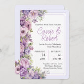 シンプル紫モダンフローラ結婚式招待状 招待状 (正面/裏面)