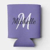 シンプル紫モダンモノグラム名+イニシャル 缶クーラー (裏面)