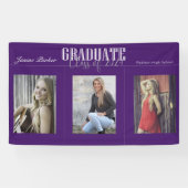 シンプル紫モダン写真卒業パーティバナー 横断幕 (横)