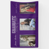 シンプル紫モダン写真卒業パーティバナー 横断幕 (縦)