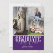 シンプル紫モダン写真卒業パーティー 招待状 (裏面)