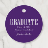 シンプル紫モダン写真卒業 フェイバータグ (裏面)