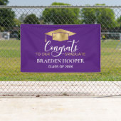 シンプル紫モダン金ゴールド卒業 横断幕 (インサイチュ)