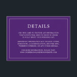 シンプル紫モノグラムエレガントな結婚式 エンクロージャーカード<br><div class="desc">シンプル薄い結婚詳細に囲まれたモダンデザインを備えたエレガントのエンクロージャカー縁どド。すべての文字は紫の背景の上に白い。フォントと背景色は、の「クリック」ボタンで希望する色に変カスタマイズ更する。ミニマルスタイリッシュなカップルのためのシックで素晴らしデザイン。</div>