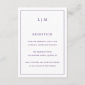 シンプル紫モノグラムエレガントな結婚式 エンクロージャーカード (正面)