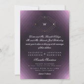 シンプル紫モノグラモダンム文字金ゴールド 招待状 (正面)