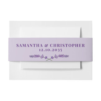 シンプル紫ラベンダーウォーター結婚カラー 招待状ベリーバンド