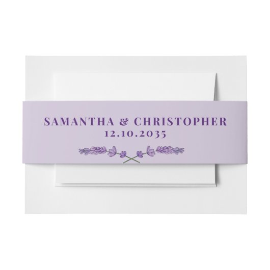 シンプル紫ラベンダーウォーター結婚カラー 招待状ベリーバンド (正面例)