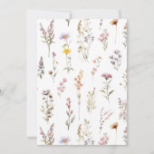 シンプル紫ワイルドフラワー縁どブライダルシャワー 招待状 (裏面)