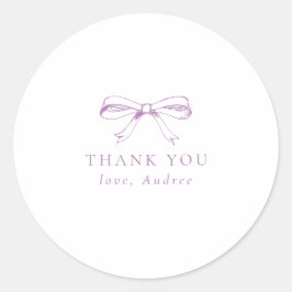 シンプル紫ヴィンテージボウ誕生日ありがとう好意 ラウンドシール