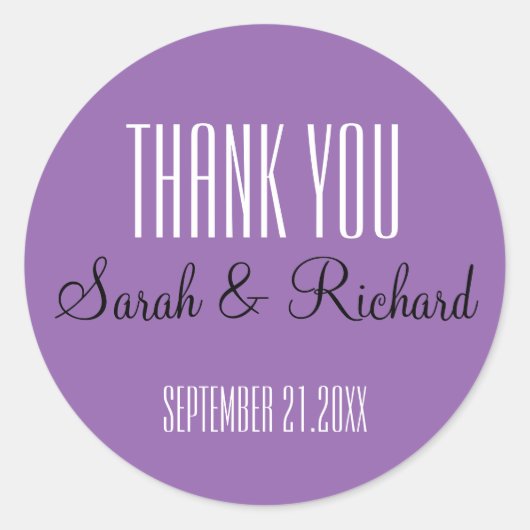 シンプル紫結婚様 ラウンドシール (正面)