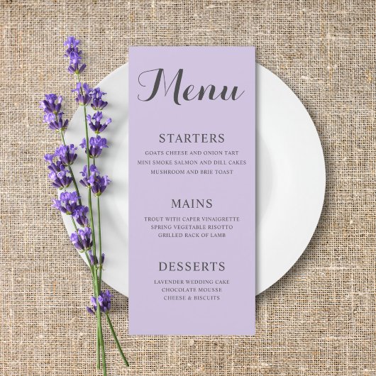 シンプル紫結婚病 メニュー