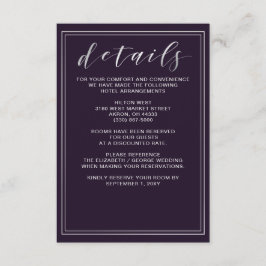 シンプル紫結婚詳細カード エンクロージャーカード