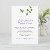 シンプル紫緑葉結婚茎 招待状 (スタンド正面)