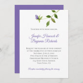 シンプル紫緑葉結婚茎 招待状 (正面/裏面)