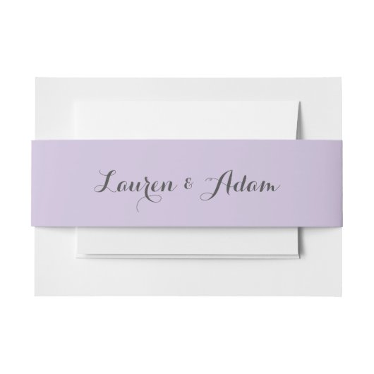 シンプル紫色のカップルの名結婚前 招待状ベリーバンド (正面例)