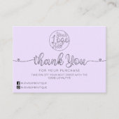 シンプル紫色の手書きハートお客様ありがとう 名刺 (正面)