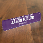 シンプル紫(白レタリング) デスクネームプレート (側面)