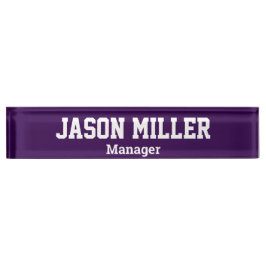 シンプル紫(白レタリング) デスクネームプレート