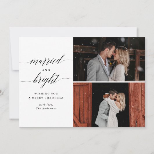 シンプル結婚したとメリー2枚の写真 シーズンカード (正面)