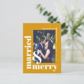 シンプル結婚したと写真メリークリスマス ポストカード (スタンド正面)