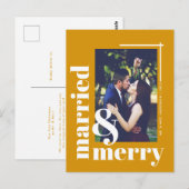 シンプル結婚したと写真メリークリスマス ポストカード (正面/裏面)