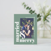 シンプル結婚したと写真メリークリスマス ポストカード (スタンド正面)