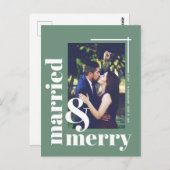 シンプル結婚したと写真メリークリスマス ポストカード (正面/裏面)