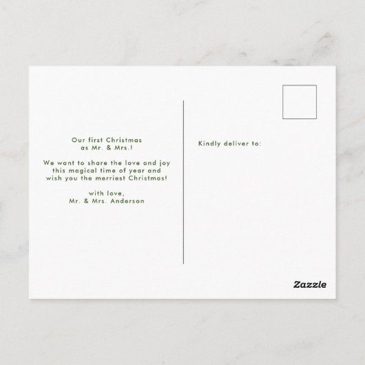 シンプル結婚したと写真メリークリスマス ポストカード (裏面)